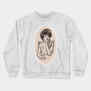 girl holding the chin Crewneck Sweatshirt